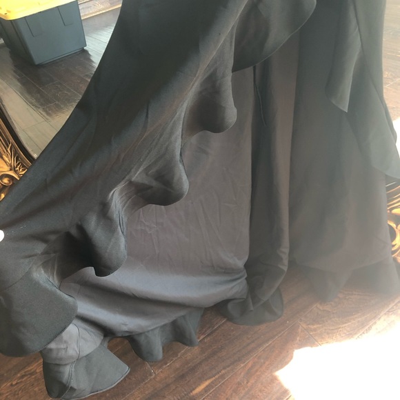 La Femme Ruffle Prom Dress Scoop Neck Lace Up Back - Picture 7 of 16